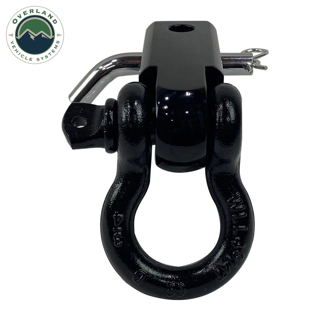 Receiver Mount Recovery Shackle 3/4" 4.75 Ton With Dual Hole Black Universal