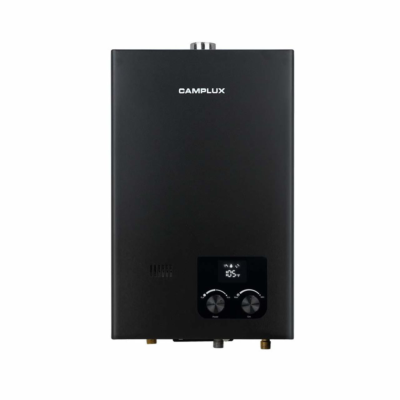 Camplux 10L 2.64 GPM High Capacity Tankless Natural Gas Residential Water Heater - Black.